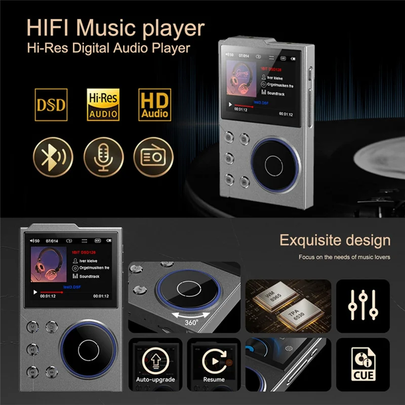 A32T-Bluetooth MP3-плеер 16 ГБ + 8 ГБ Hi-Fi портативный музыкальный плеер со встроенной памятью, идеально подходит для энтузиастов Walkman