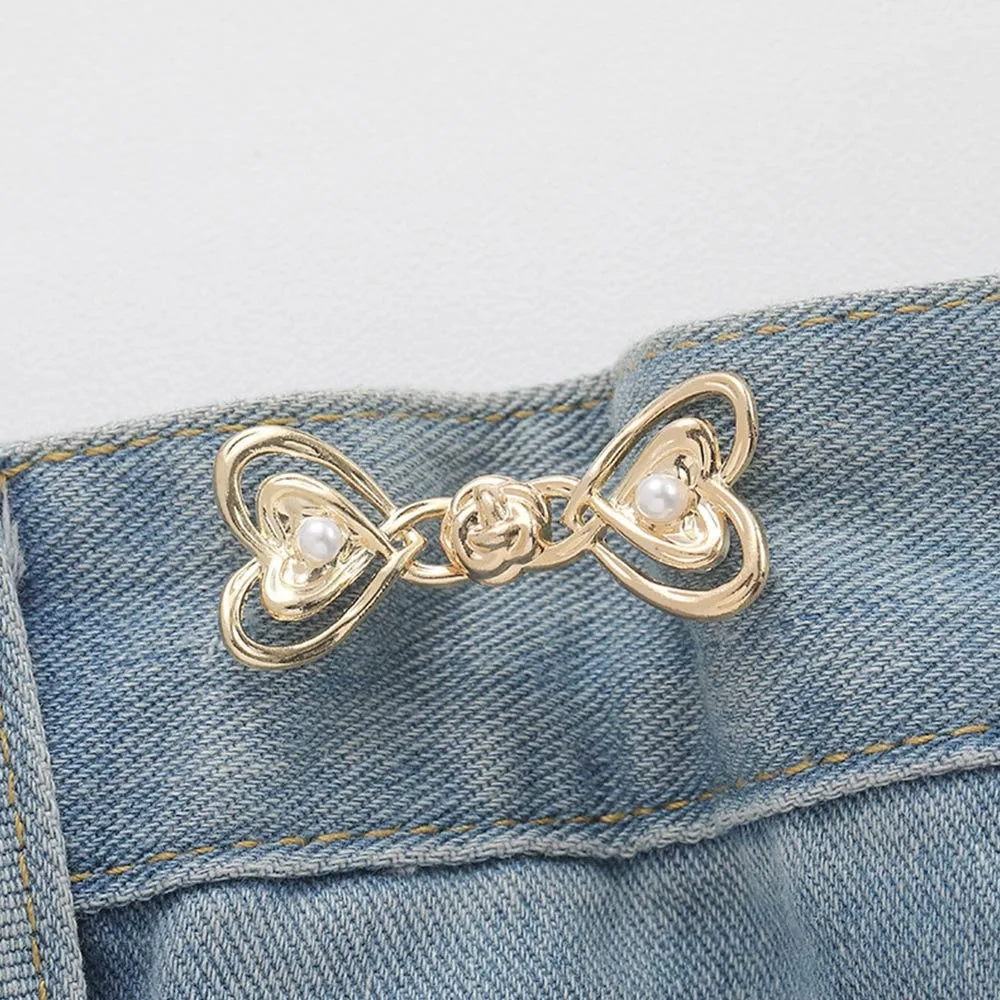 Alloy Tighten Waist Button Beautiful Heart Detachable Jeans Button Adjuster No Sewing Required Retractable Button