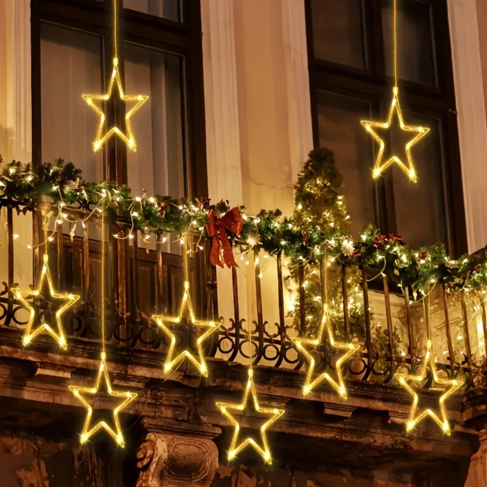 1 шт. светодиодная лампа на присоске со звездой, подвесной декоративный светильник для окна, сказочный свет, используется для украшения гостиной и Рамадана