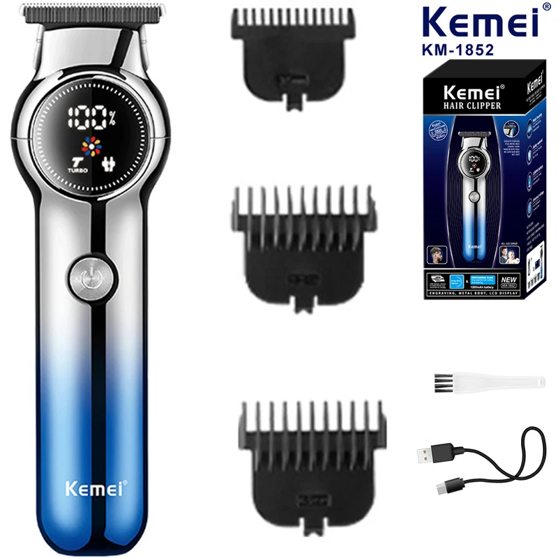 Kemei Cordless Detailer Trimmer Extremely Close Trimming Crisp Clean Line Hair Clipper Professional Barber Hair Cutting Machine