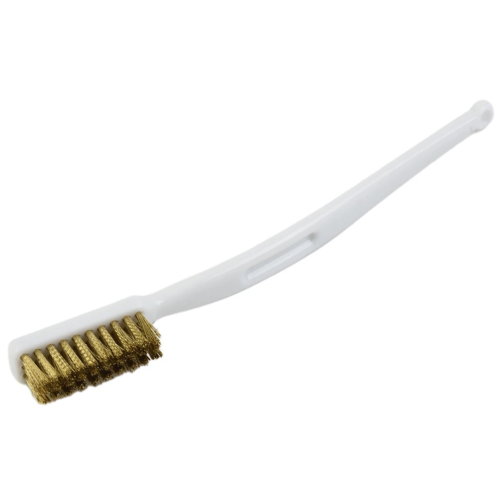 Wire Brush With Brass Bristles Plastic Handle For Surface Cleaning Rust Removal And Industrial Maintenance Tasks