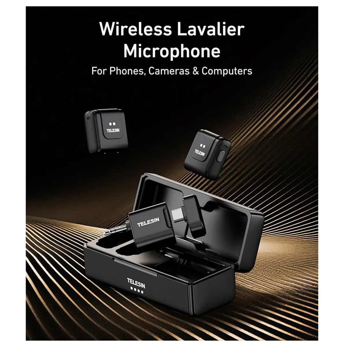AA80  Wireless Lavalier Microphone with Charging Case, One-Click Noise Reduction 32KHz for Video Recording