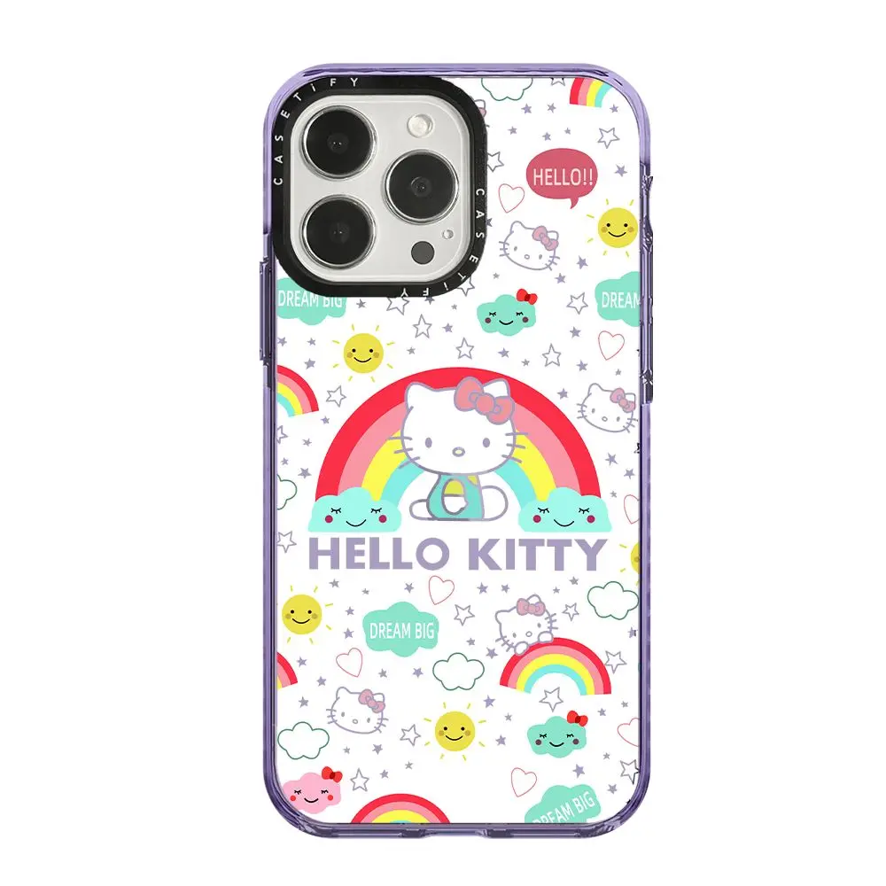 

Sanrio мультфильм Радуга Hello Kitty чехол для телефона iPhone 11 12 13 14 15 Pro Max XR X Kawaii полный окрашенный Мягкий чехол Подарок