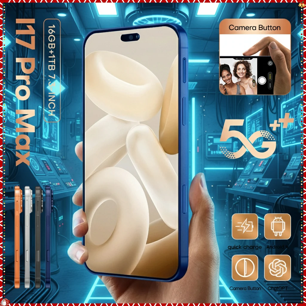 Совершенно новый для смартфона Ai 17 Pro Max 5G 7,3HD Android 22G + 2 ТБ с двумя SIM-картами, 8000 мАч, разблокированные мобильные телефоны Global