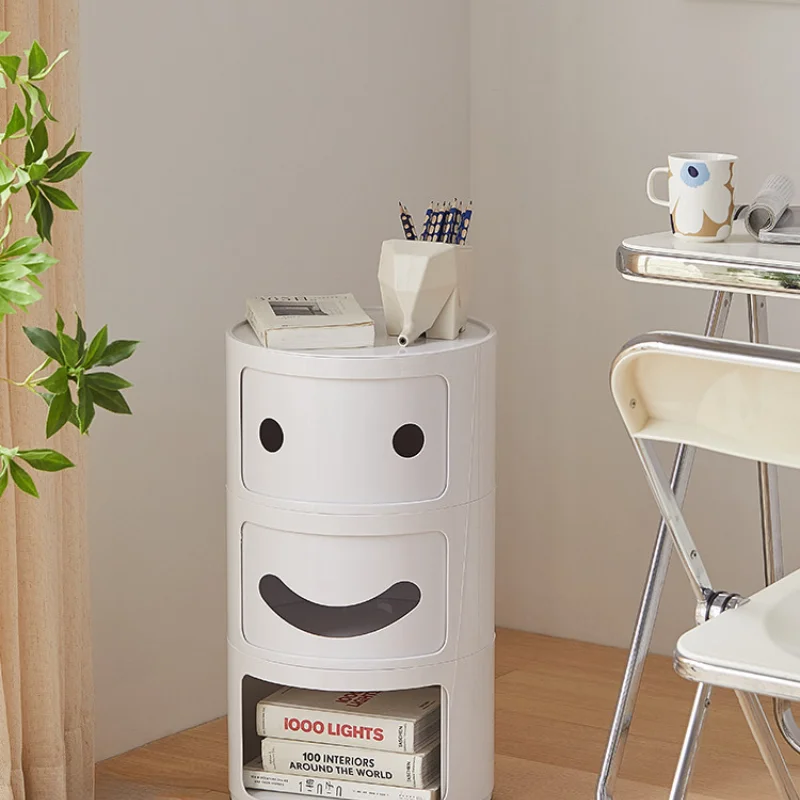 Home children's creative smiley face bedside table Home mini storage cabinet Small simple plastic bedside cabinet