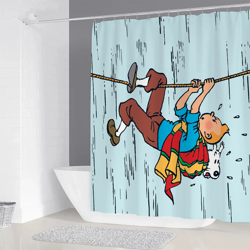 Tintin Bathroom Shower Curtains for Houses Rooms Bath Curtain for Quarto Curtains in the Bathroom Sets Full Set Accessories Home