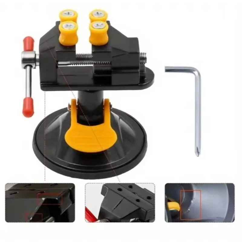 Suction Cup Mini Bench Vise, 360° Rotatable Table Vise, Portable Work Clamp for Jewelry Model DIY Craft Repair