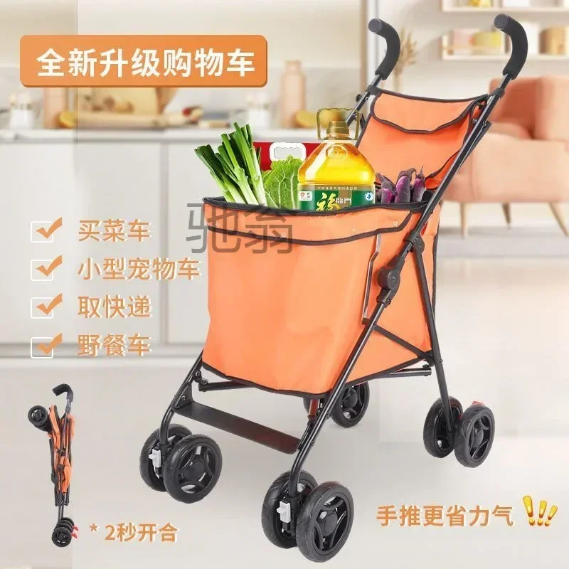 Shopping Cart Light Portable Folding Shopping Cart Trolley Trailer Trolley Camping Stall Pulling Goods Pick Up Express Trolley