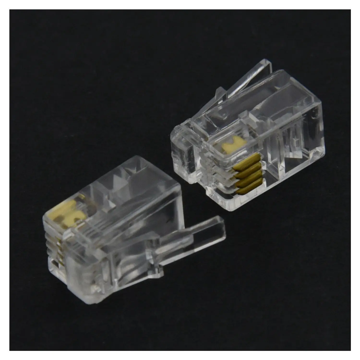 SSR RJ9 4P4C موصل مقبس الهاتف 50 قطعة، شفاف