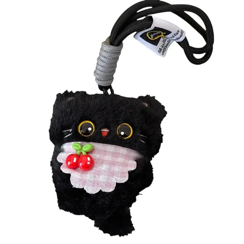 

1pc Cute Plush Dark Shadow Cat Keychain Backpack Pendant Decoration Kawaii Stuffed Doll Toy Car Keyring Accessories Couples Gift
