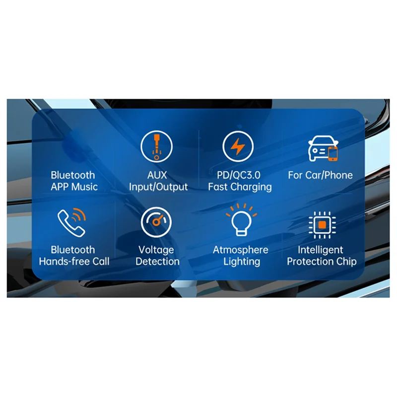 

BC89 Автомобильная быстрая зарядка 5.3 Bluetooth FM-передатчик QC18W Зарядное устройство PD30W Translucent-A25R