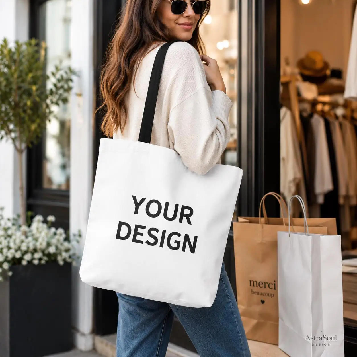 Double Sided Personalized Canvas Tote Bag Custom Your Image Text Logo Reusable Shopping Shoulder Bag Gift For Wedding Business