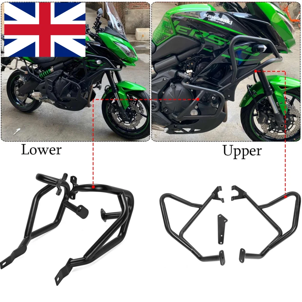 Motorcycle Lower or Upper Crash Bars Engine Guards Frame Protector For Kawasaki Versys 650 2015 2016 2017 2018 2019 2020 2021