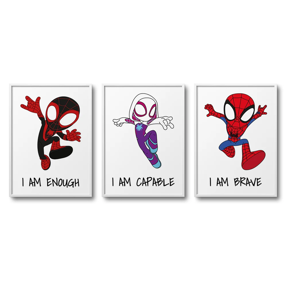 

3pcs Spidey and Friends Print Poster Wall Art Canvas Painting Superhero Decorative Pictures Nursery Kids Room Playroom Decor