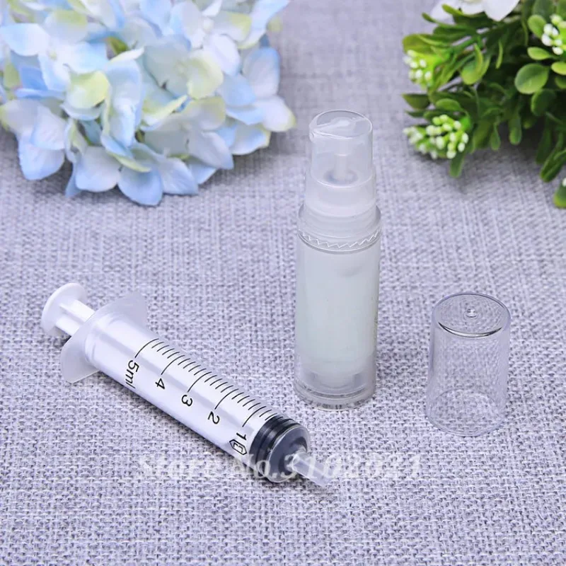 30pcs/lot 5ml 10ml 15ml Small Cute Clear Plastic Airless Bottle Travel Size Cream Bottle with Pump Lid for Wholesale