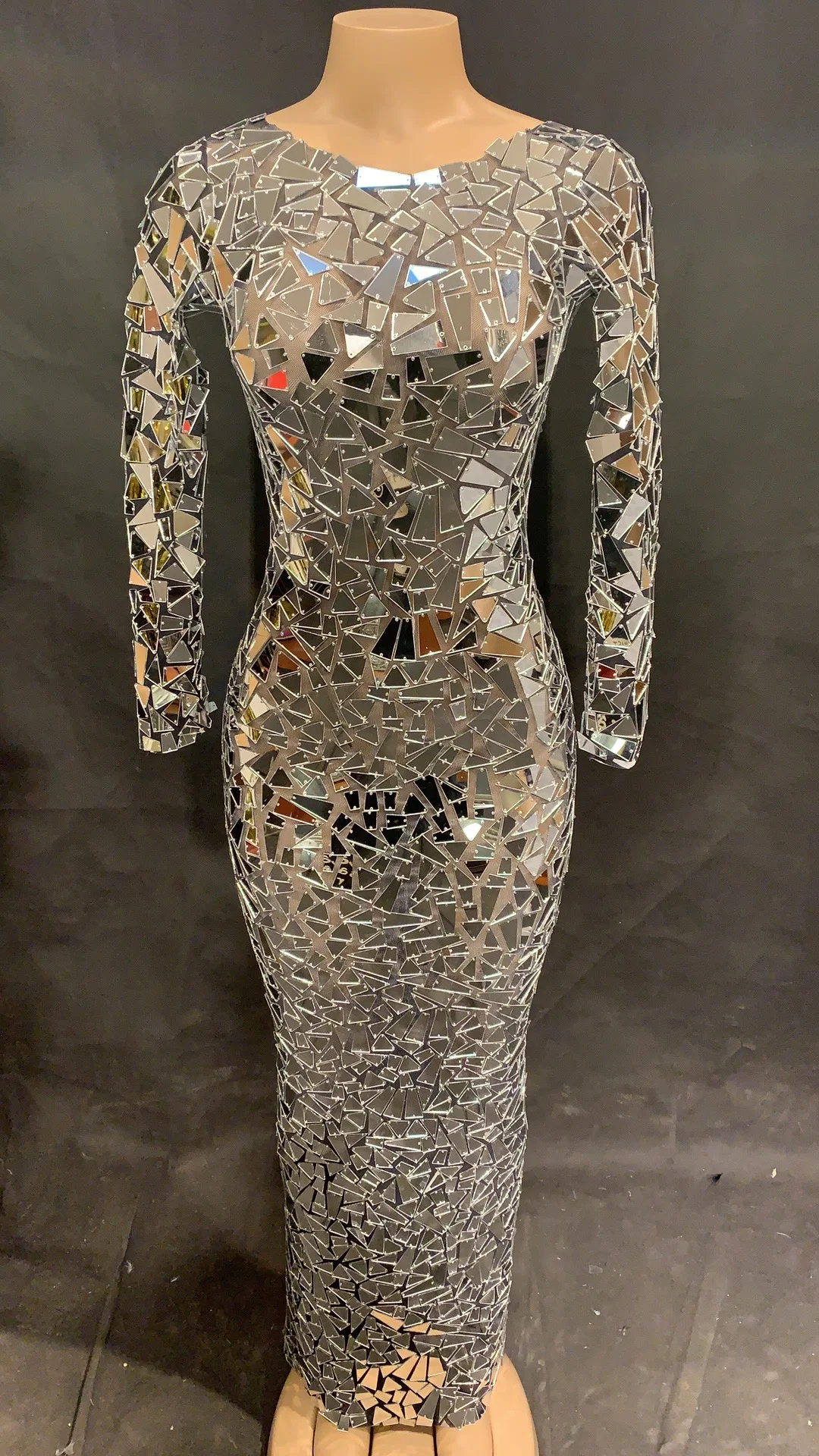 Traje de fiesta para niña, disfraz de lujo para niña, traje de fiesta de lujo, perspectiva de malla negra, espejos brillantes, vestido largo, parte de noche