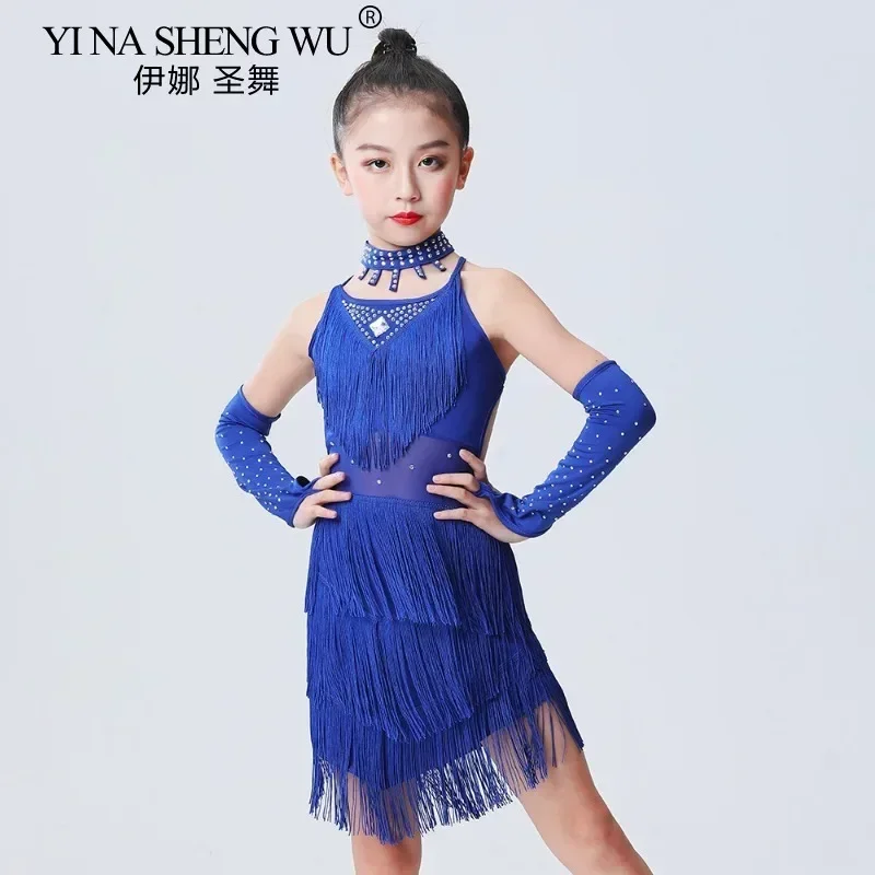 Kids Girls Belly Dance Wear Kids Tango Skirt Carnival Wear Dancewear Latin Salsa High Quality Tassel Dancing Dress Outfits