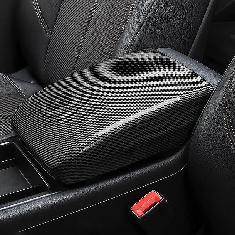 Auto Middenconsole Armsteun Doos Paneeldeksel Decoratie Sticker Bekleding Voor Adui Q5 Fy 2018-2022 Lhd Carbon Fiber Zwart Kleur Stickers