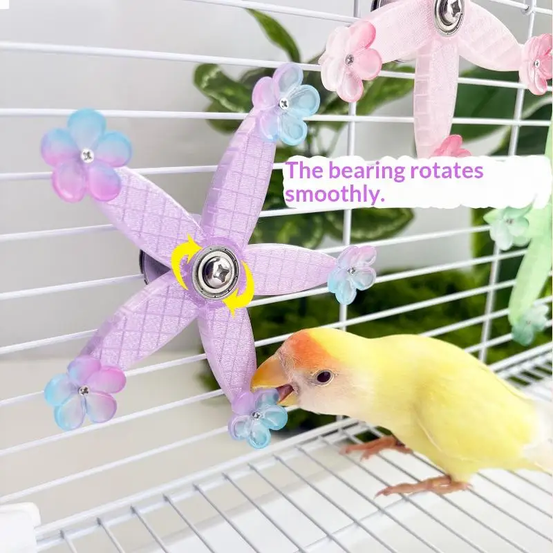 Interactive Rotating Windmill Parrot Relieve Boredom Toy Bird Mental Stimulation Entertainment Gnawing Cage Accessories Toy