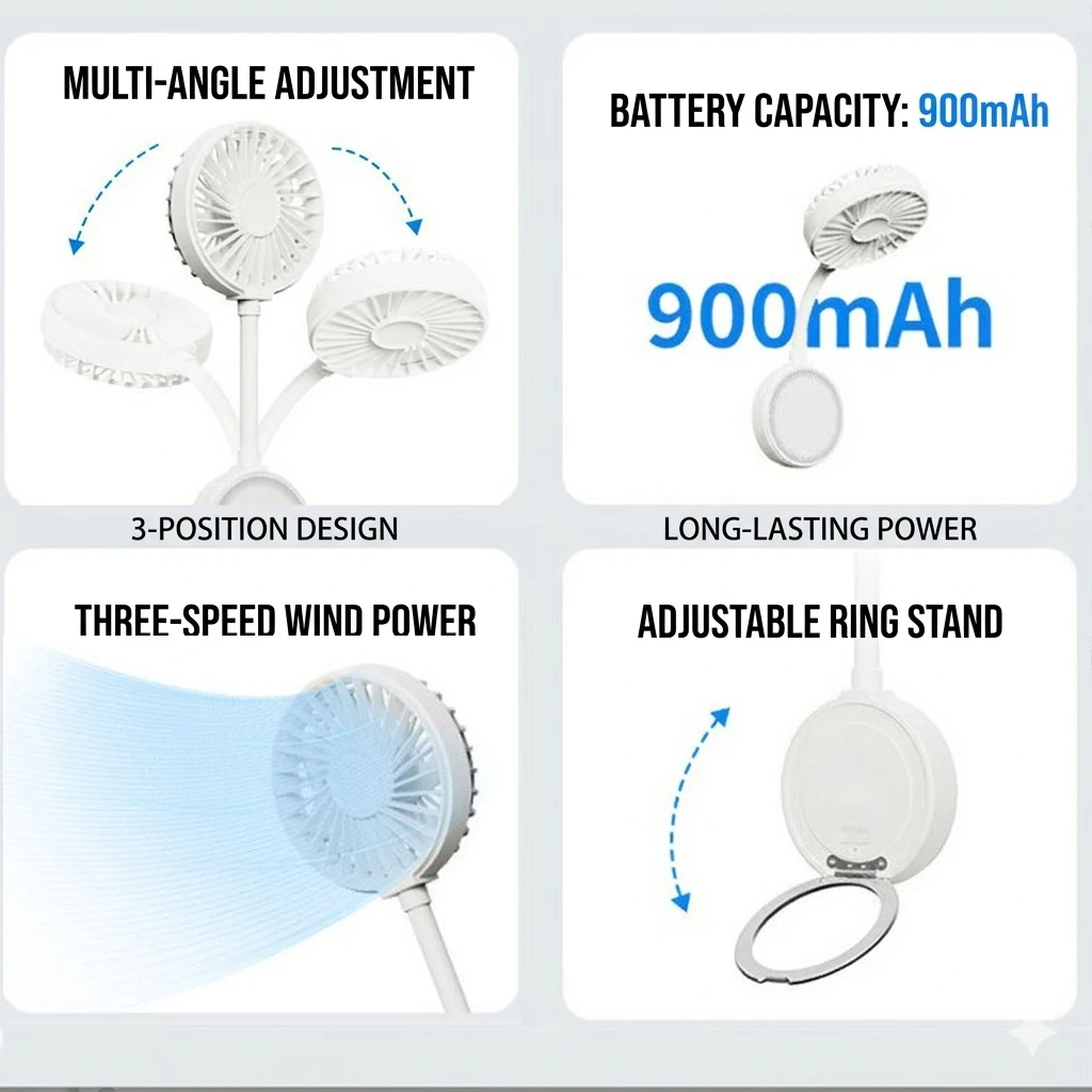 USB Charging Mini Magnetic Fan Portable Small Personal Fan Compatible with iPhone And Magnetic Phones/Magnetic Phone Cases