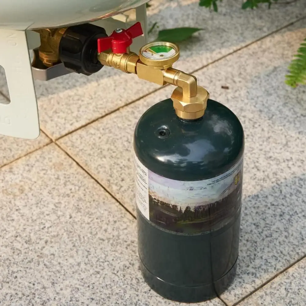 

Adjustable Gas Tank Connector Explosion-proof Brass Gas Tank Refill Adapter with Valve Gauge Leak-proof