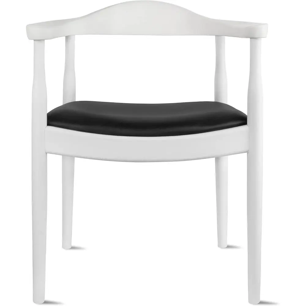 

Wooden armhouse Dining Chair | PU Leather Cushion Seat | ern Accent Kennedy Armchair or Kitchen Dining Room or Oice (White), Sin