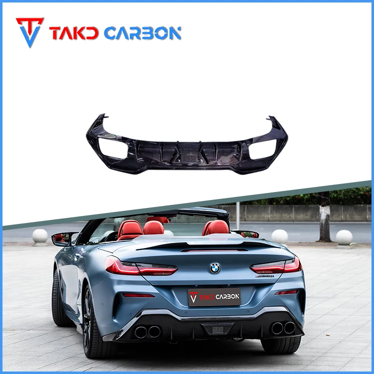 Real Car Data Development Dry Carbon Fiber AC Style Rear Bumper Diffuser Lip For BMW 8 Series G14/G15 2019-2023