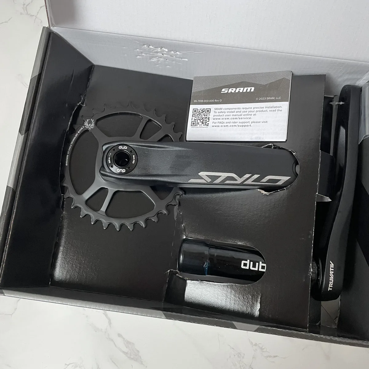 SRAM TRUVATIV  STYLO 6K DUB Crankset 6000 series forged aluminum arms Featuring SRAM\'s X-SYNC™2 tooth profile chainring