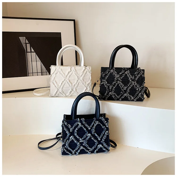 

Women's Shoulder Bag Fashion Hand Bags Denim Canvas Wallet Portable Tote Handbags Small Square Bag Crossbody Bags