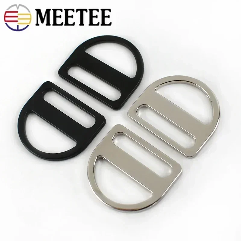 10/20/30/40/50Pcs Meetee 25mm Metal D-shaped Tri-Glide Buckle D Ring Hook Bag Strap Connect Buckles Webbing Hang Clasp Accessory