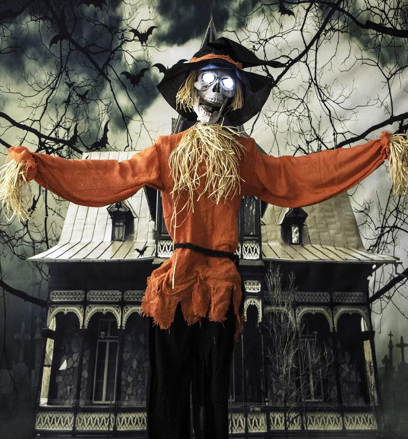 15-ft. Animatronic Scary Talking Scarecrow with Touch Activated Lights and Sound, Battery-Operated Outdoor Halloween Decoration