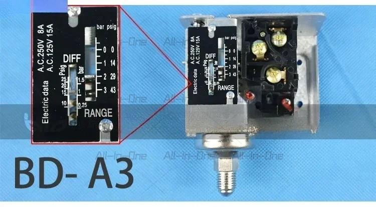 Water treatment pump pressure switch mechanical adjustable RO machine pressure controller BD-A3/6/10/20/30