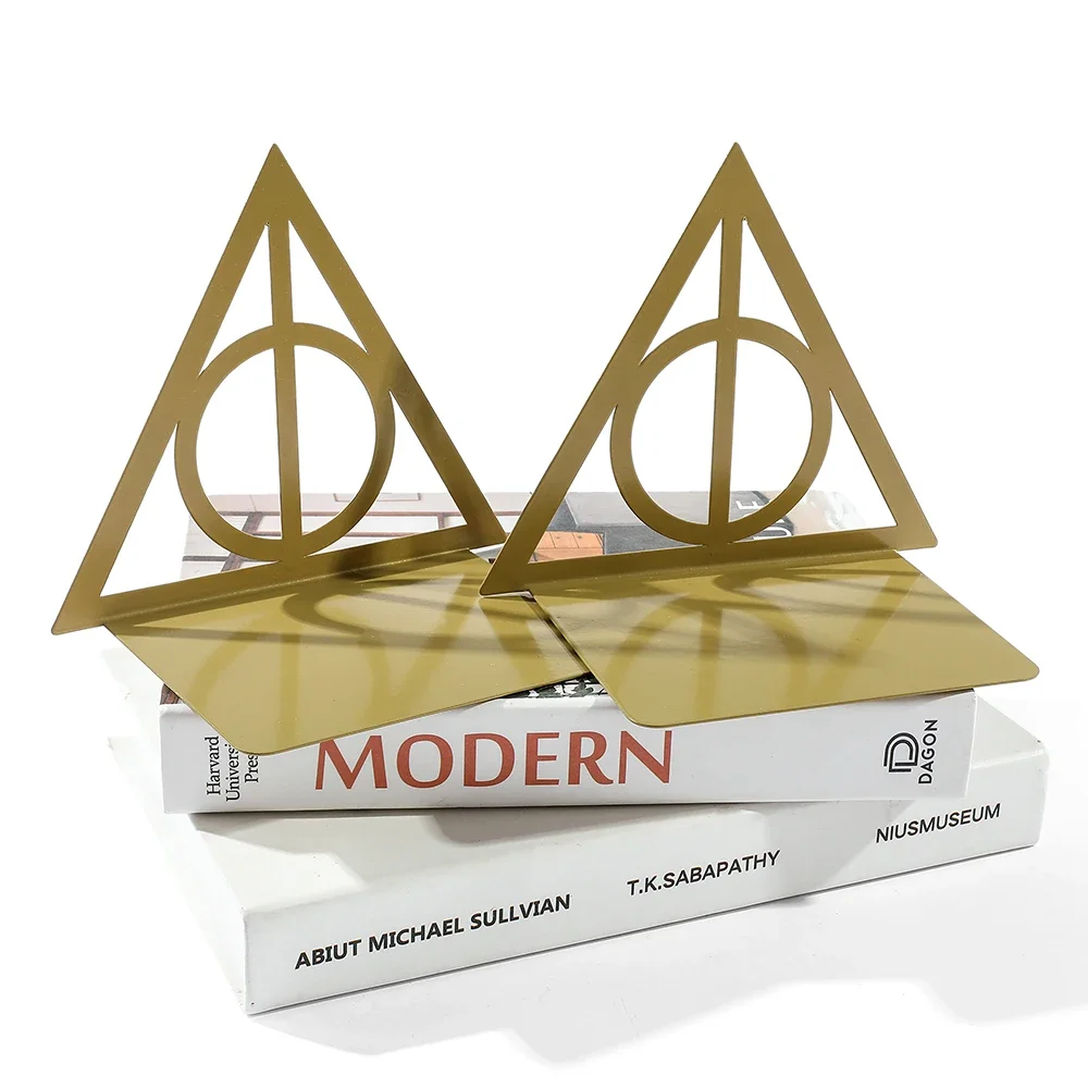 1Pair Classic Magic Triangle Hollow Bookends Movie Merchandise Desktop Table Decoration Retractable Book Support Book Holder