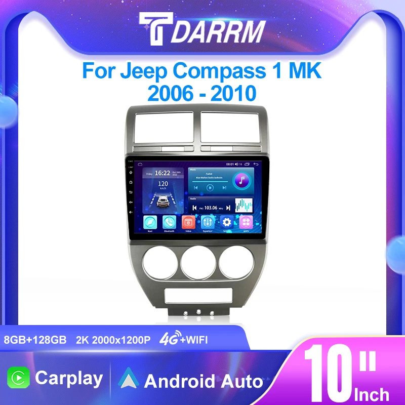

Car Radio Automotivo Multimedia For Jeep Compass 1 MK 2006 - 2010 Navigation WiFi/4G GPS Android 12 Carplay Auto Radio CD
