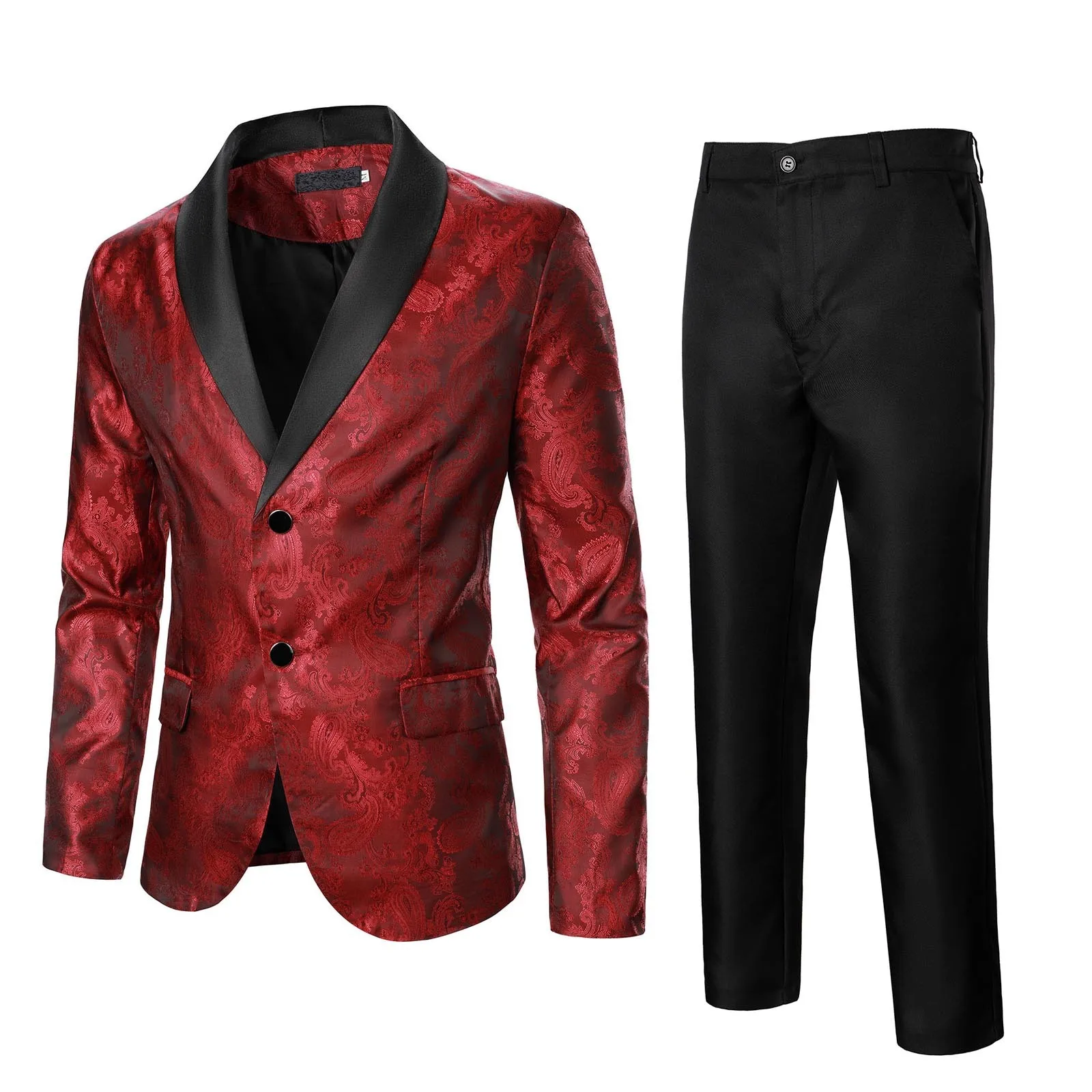 Luxury Men Business Banquet Silk Jacquard Men Suit Set Slim Fit Jacket Fashion Men's Wedding Prom Party Dress Blazers Coats