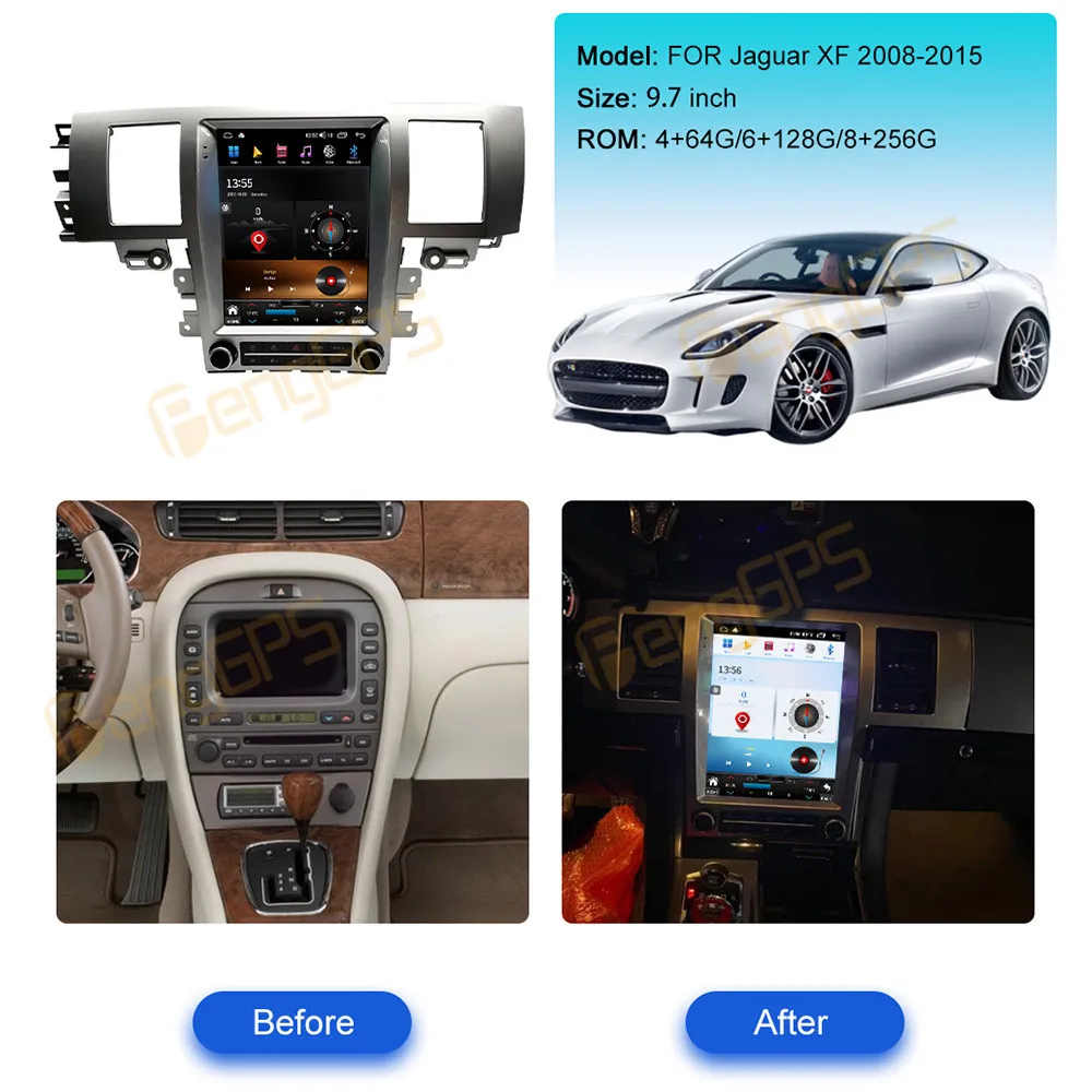 For Jaguar XF 2008 - 2015 Car Radio Wireless Carplay Android Auto Intelligent System Multimedia Player Stereo GPS Navi Touch