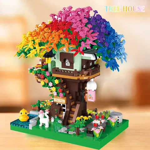 Idé Blommavärld Landskap Mikro Diamantblock Regnbågs Trädhus Byggnadstegel Trädhusfigurer Nanobrick Leksaker Som Gåva 10 best sales nanobrick - №1
