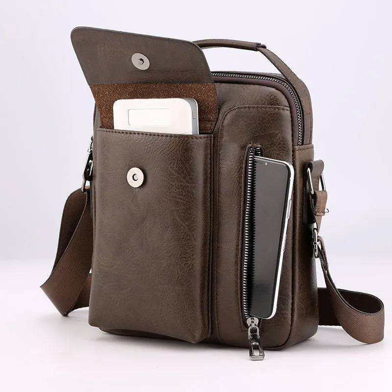 العلامة التجارية الرجال حقائب كتف ل 8 "آي باد الرجال بولي Leather الجلود اللوحات الرجال حقائب كروسبودي الأعمال رفرف الذكور الصلبة حقيبة ساعي حقيبة السفر