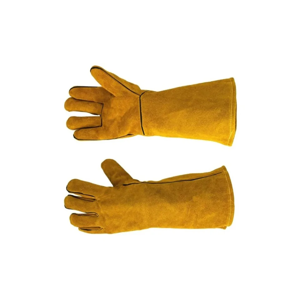 جلد البقر لهب لحام قفازات العمل الحرارة واقية المعادن لحام حامي قفازات صفراء لحام قفازات لحام أدوات #4