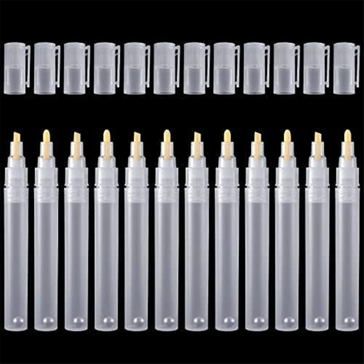 24 Pack 6 mm 3 mm Empty Fillable Blank Paint Touch Up Pen Markers Round Tilted Head Paint Marker Pens Acrylic Paint Pens