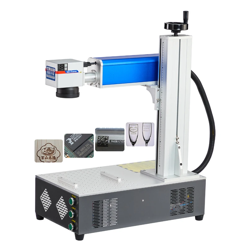 100W JPT M7 MOPA Fiber Laser Marking Machine 60W RAYCUS Metal Laser Engraving With Double Red Light Laser Head And Rotation Axis