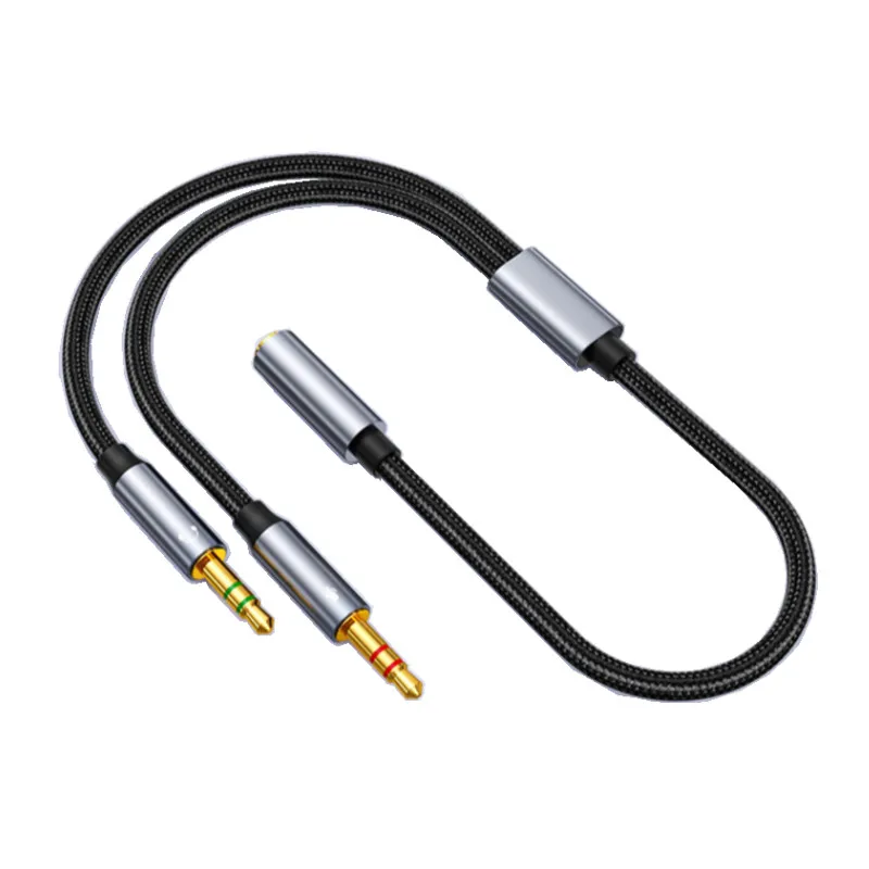 3.5mm Jack Aux Audio Cable mikrofon słuchawkowy do komputera 1 do 2 kabel Adapter z czarny rękaw mikrofon słuchawkowy 2 w 1 kabel Audio