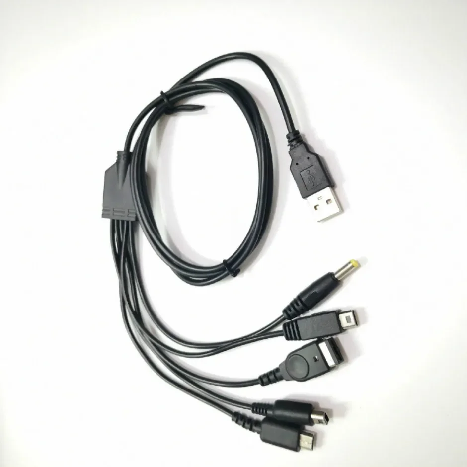 

300pcs/lot 1.2M 5 in 1 USB Charger Cable Fast Charging for PSP Nintendo WII U GBA SP 3DS NDSL XL DSI Game Accessories