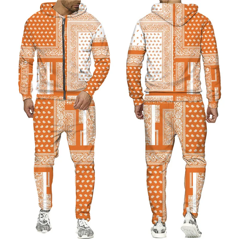 New 3D Printing Bandana Fashion Men Women Tracksuits Crewneck  ZipHoodies+pants Plus Size S-7XL Harajuku Coats Tracksuit Men