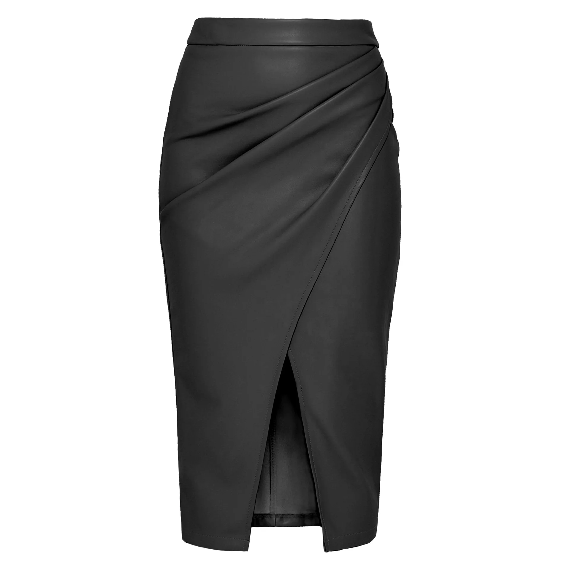 Autumn Winter Retro Skirt High-waisted Solid Color Slim Casual Clothes Polyester-cotton Blended Pleated A-shaped Slit Clothing