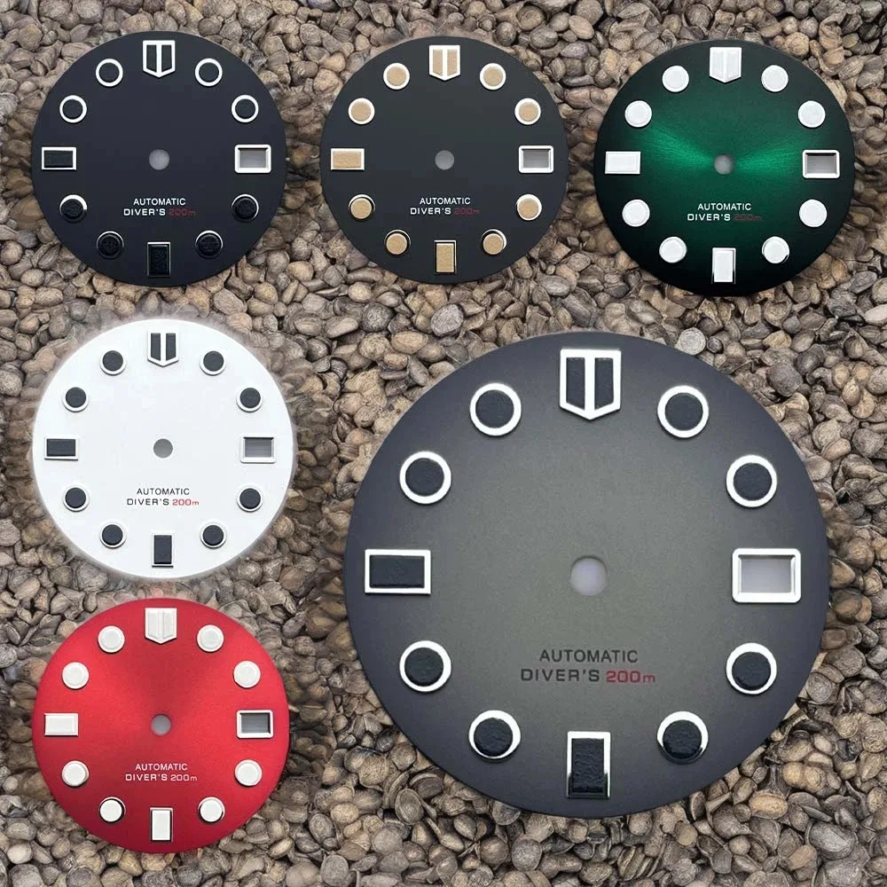 

28.5mm S Logo Matte Dial Fit NH35/NH36/4R/7S Movement Green Luminous High-Quality Watch Modification Accessories Watch Dial