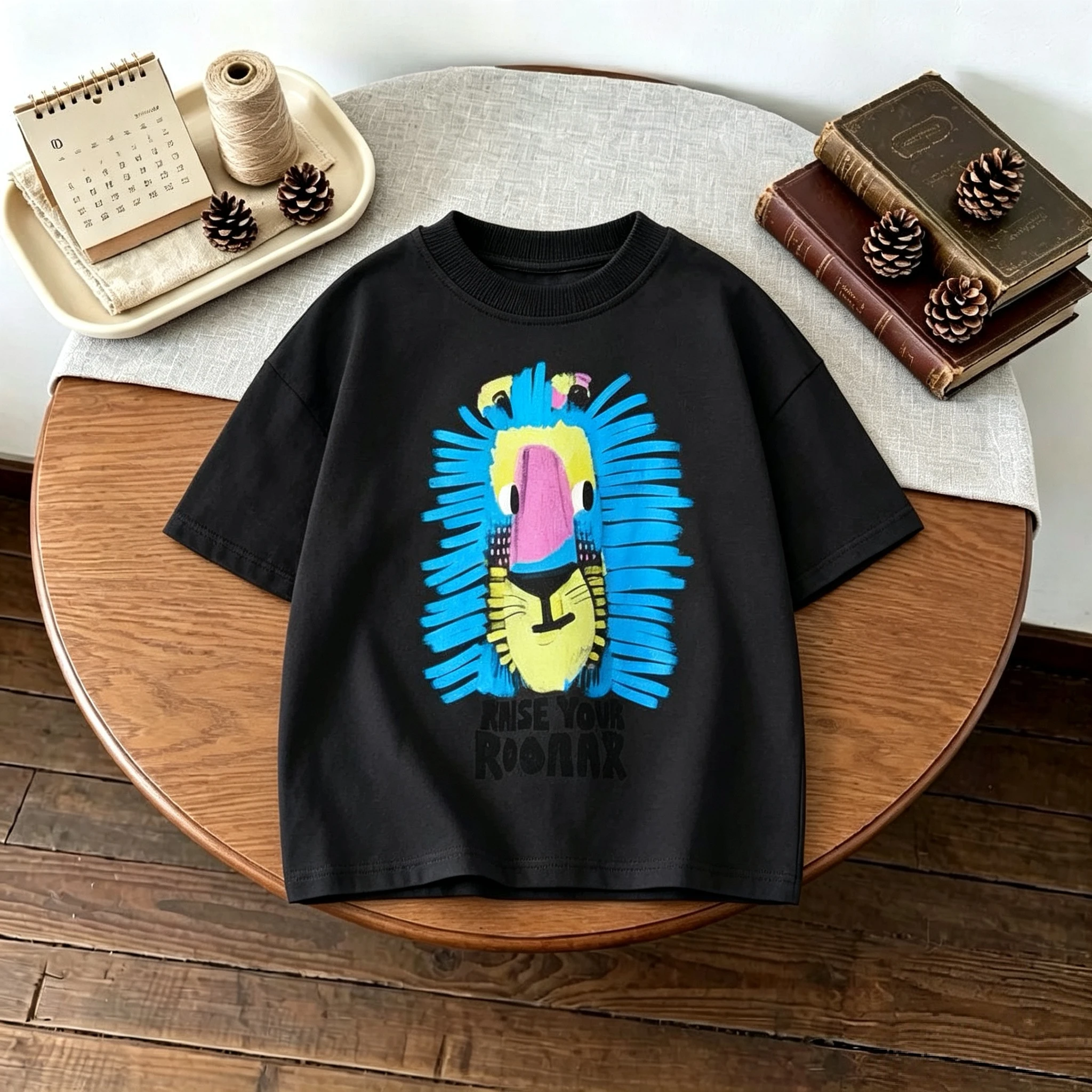 Solid Color Printed Cartoon T-shirt For Kids Clothing Summer Fashion Versatile Short Sleeve Tees Tops O-neck Casual T Shirts
