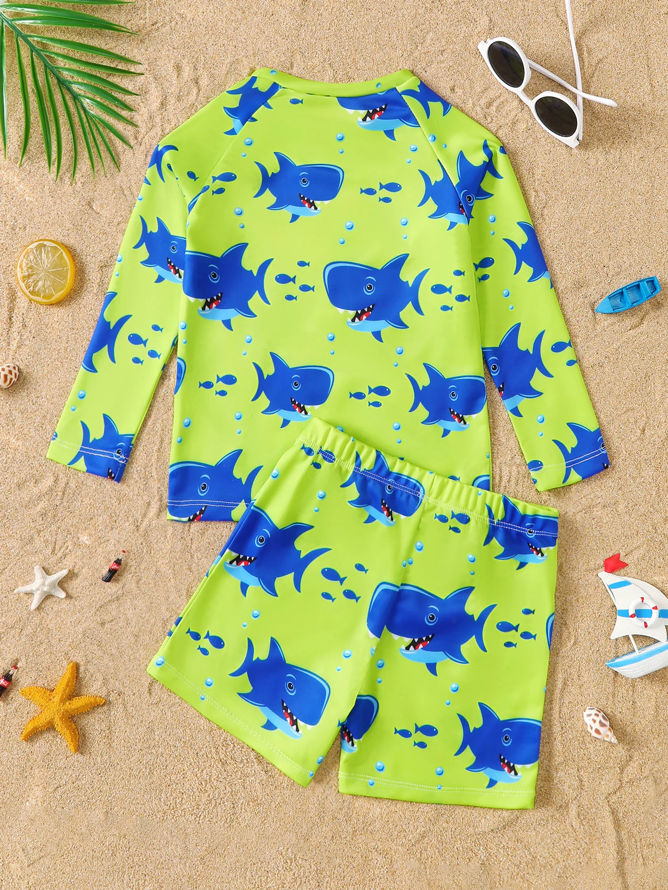 Baby Boys Summer Long Sleeve Shorts Swimsuit Set Infant Swimwear with Pants for Water Activities