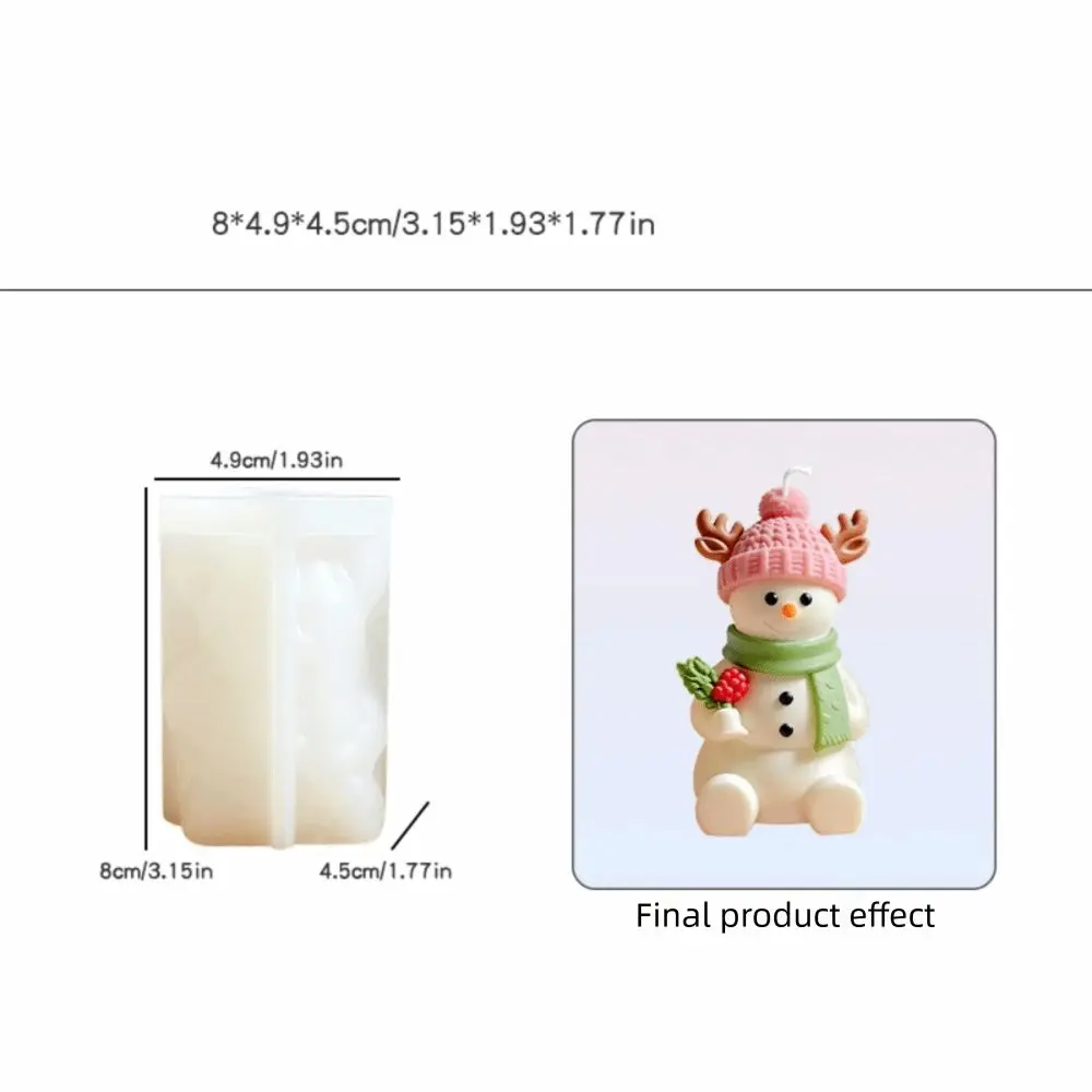 Cute 3D Christmas Snowman Candle Silicone Mold Heat Resistant Handmade Chocolate Mold Flexible Resuable Baking Mold Decor Crafts