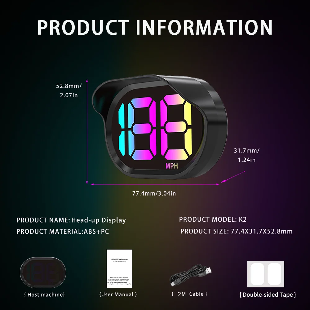 KWHUD Hud رئيس يصل عرض سيارة GPS عداد السرعة الرقمي التلقائي سطوع التوصيل لتشغيل مقاييس سرعة السيارات الأجهزة الإلكترونية للسيارة